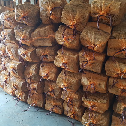 Firewood in bags