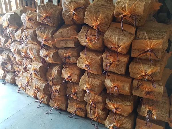 Firewood in bags